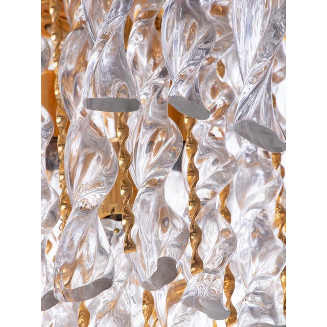German Tendril Ribbon Chandelier in Crystal Glass & Gilt-Brass from Palwa, 1960s For Sale - Image 4 of 17