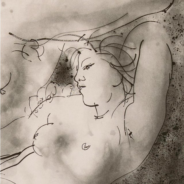 'Couple Embracing' by Hans Erni, Liebespaar Kuscheln, Modernist Grisaille Aquatint Etching For Sale In Monterey, CA - Image 6 of 10