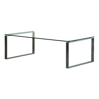 Modern Minimalist Danish Coffee Table in Glass and Polished Chrome, 1990s For Sale