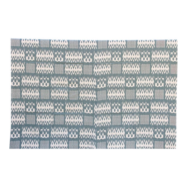 Coastal Ikat Indian Block Print Coverlet For Sale