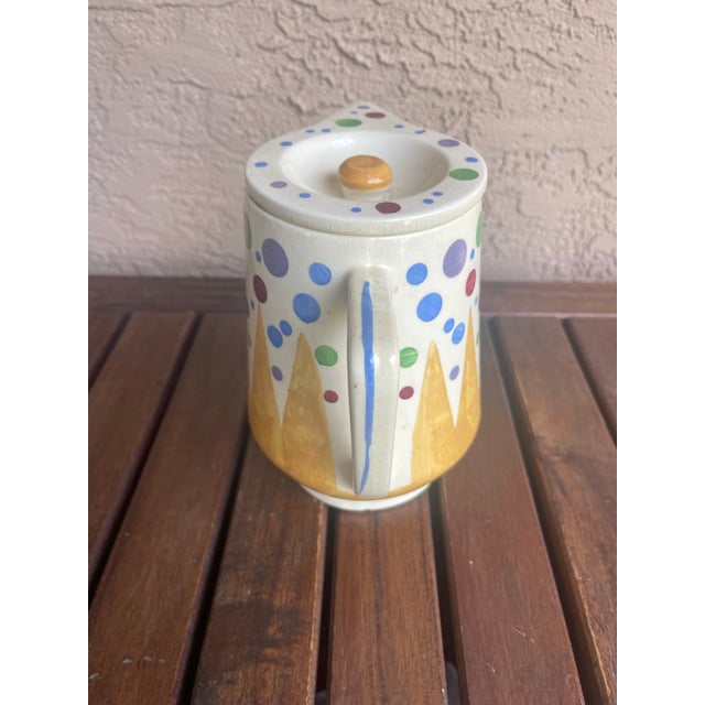 1930s 1930s Art Deco German Ceramic Mustard Domino Pattern Pitcher & Lid For Sale - Image 5 of 6
