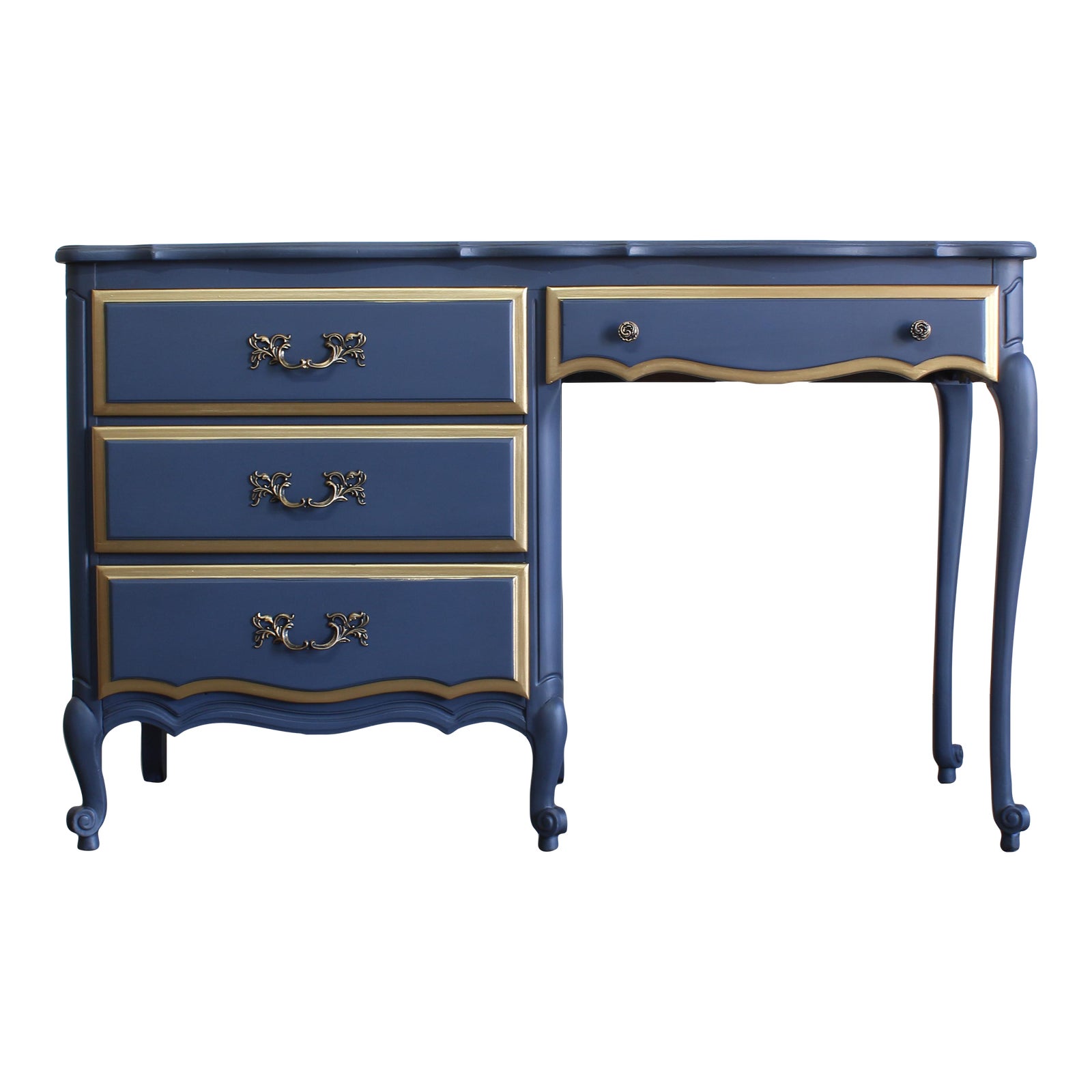 Vintage French Provincial Blue Writing Desk | Chairish