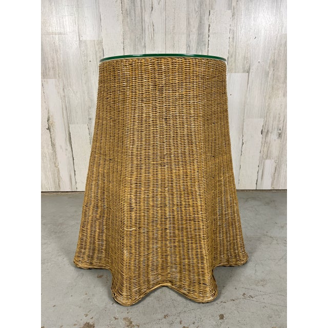 Trompe L'oeil Draped Wicker "Ghost" side table. Sculptural woven wicker free form design that makes this table so...