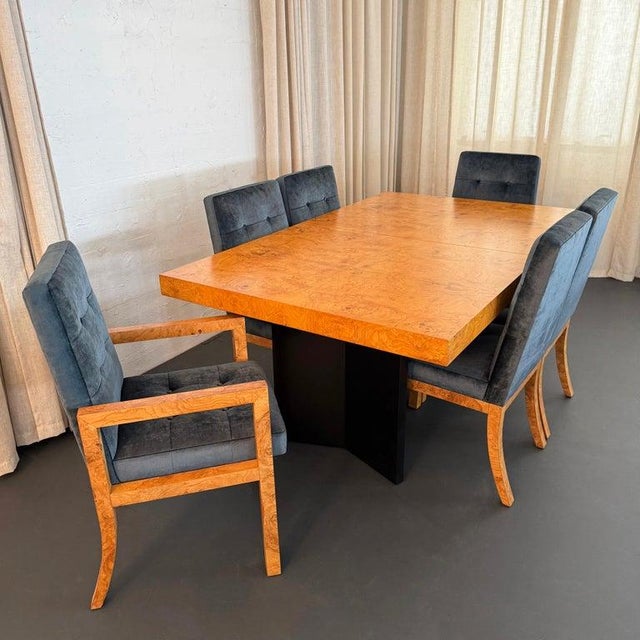 1970s Modernist Extension Burl Dining Set by Milo Baughman for Thayer Coggin For Sale - Image 12 of 15