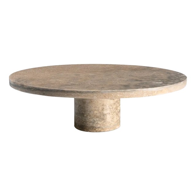 Modern Serving Plate in Travertine Silver Designed by Karen Chekerdjian For Sale