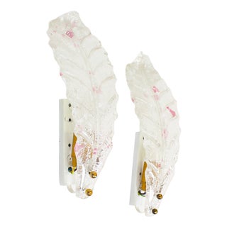 Italian Foglio Wall Lamps in Murano Glass, 1980s, Set of 2 For Sale
