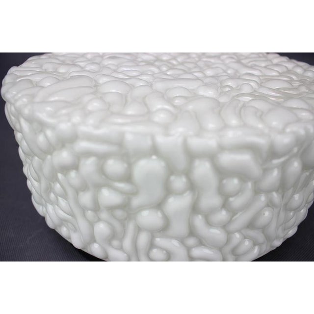 Mid-Century Textured Milk Glass Flush Mount, Czechoslovakia, 1960s For Sale - Image 4 of 10