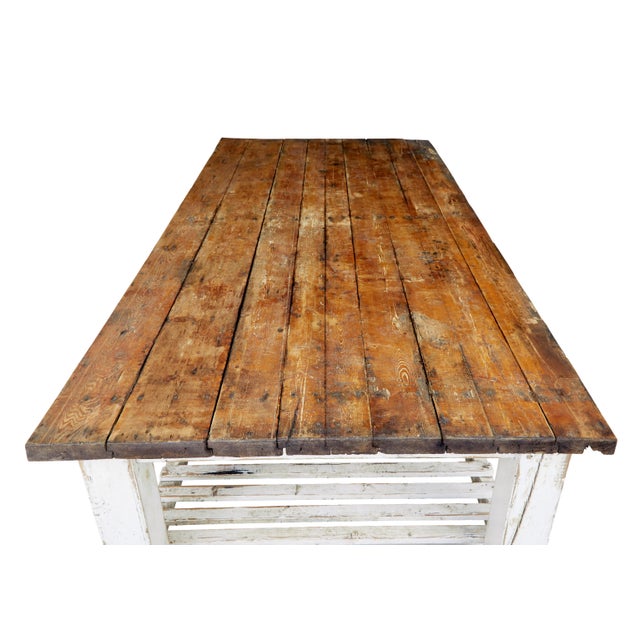 Large 19th Century Pine Worktable, 1890s For Sale - Image 11 of 14
