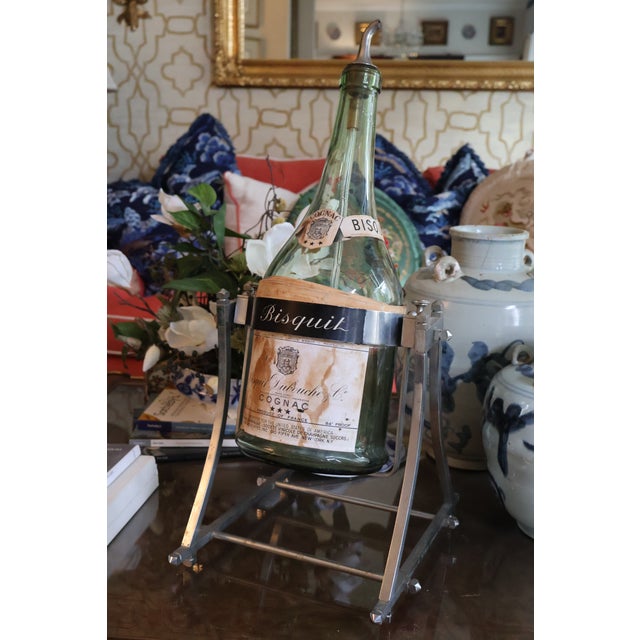Art Deco Mid 20th Century French Art Deco–Style Bisquit Dubouché Cognac Service With Chrome Tilting Cradle & Gallon Display Bottle For Sale - Image 3 of 18