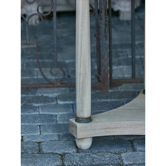 Wood French Empire Style 19th Century Bleached Table with Marble Top and Column Legs For Sale - Image 7 of 12