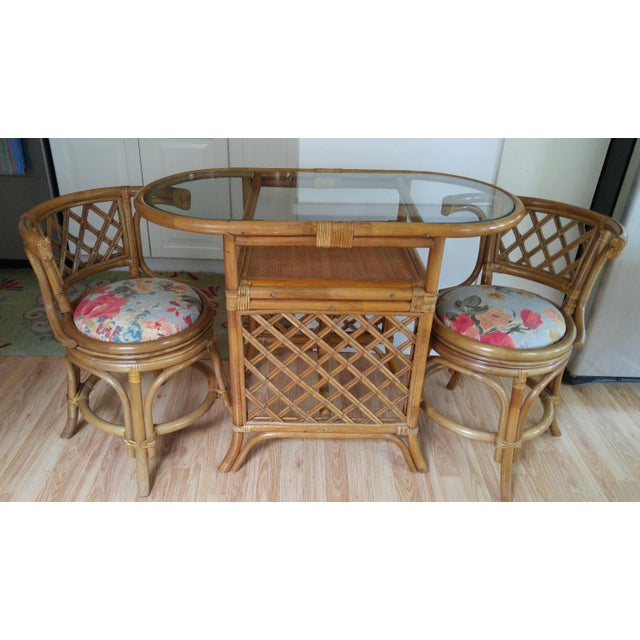 Vintage Bamboo Game Table & Chairs Set Chairish