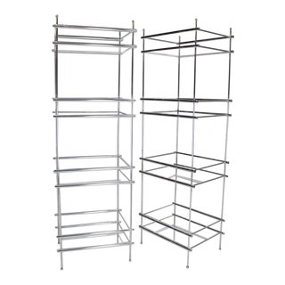 Deep Profile Chrome and Lucite Étagères Shelves - a Pair For Sale