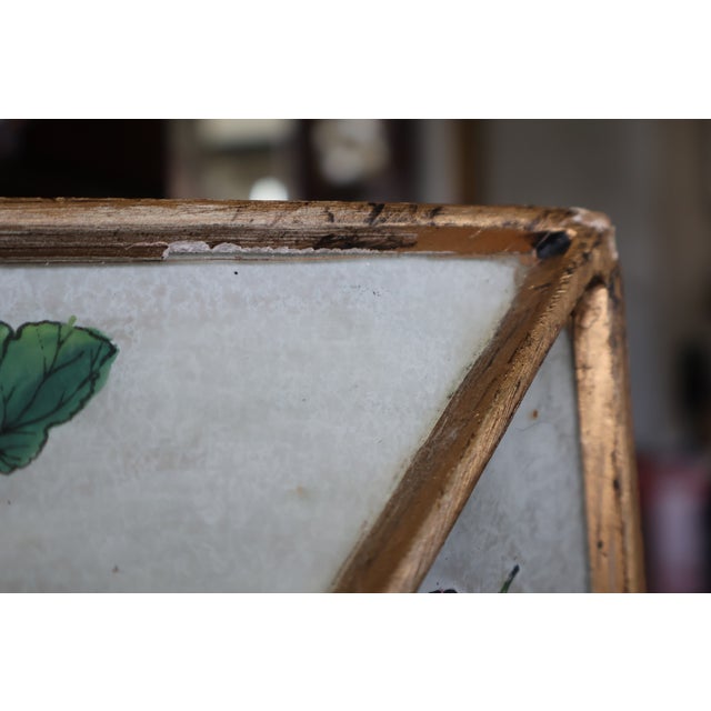 1960s Italian Reverse-Painted Geranium Glass Giltwood Mirror For Sale - Image 16 of 18