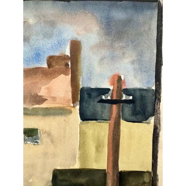 Rustic Henry Emil Salloch Original Watercolor on Paper Architectural Village Scene. For Sale - Image 3 of 7