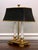 Traditional Late 20th Century Small Brass Twin Candle Bouillotte Style Lamp With Black Parchment Shade For Sale - Image 3 of 17
