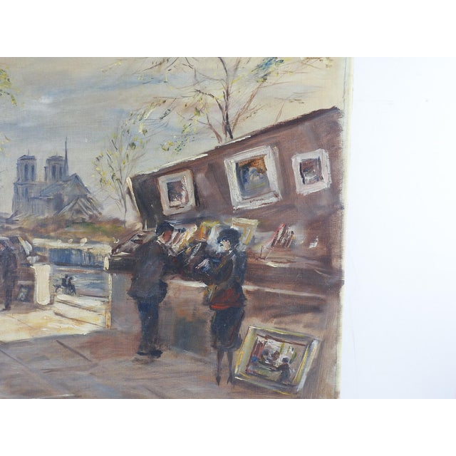 French Mid 20th Century Impressionist Paris Artists Street Market Painting For Sale - Image 3 of 4