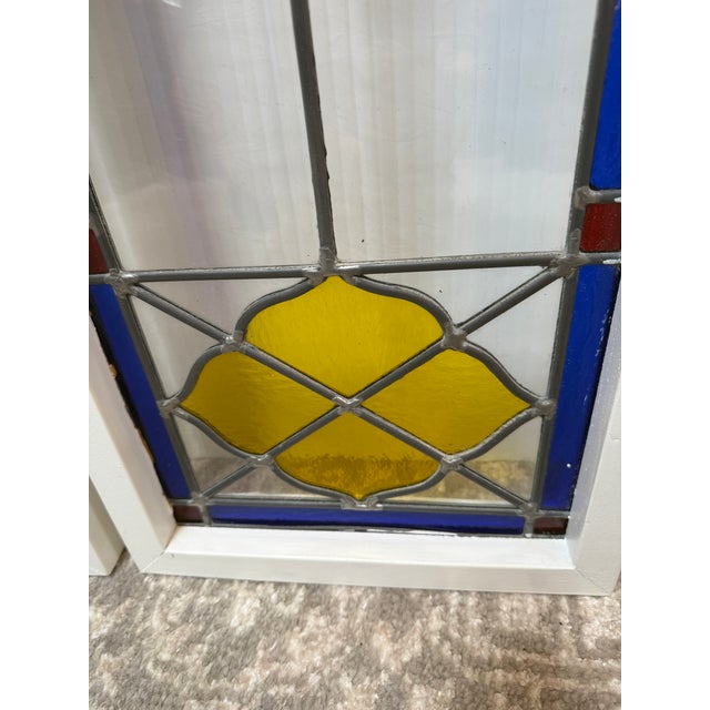 Yellow Victorian Style Stained Glass Panels, Pair For Sale - Image 8 of 12