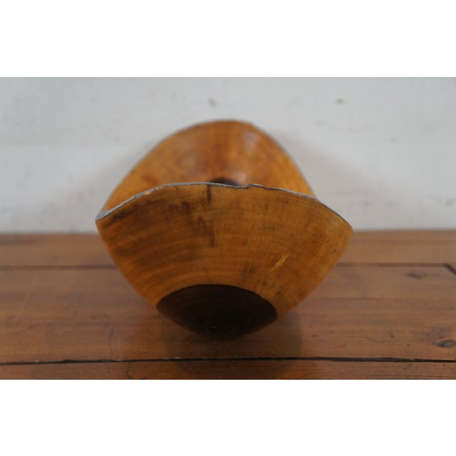 Mid 20th Century Artisan Carved Sculptural Oval Olive Wood Centerpiece Fruit Serving Bowl For Sale - Image 5 of 12