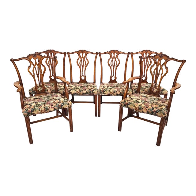 Antique Mahogany Chippendale Dining Chairs - Set of 6 For Sale