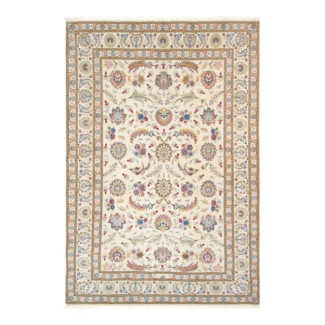 Pasargad Home Tabriz Silk & Wool Area Rug, 5' 6" X 8' 4", Ivory For Sale