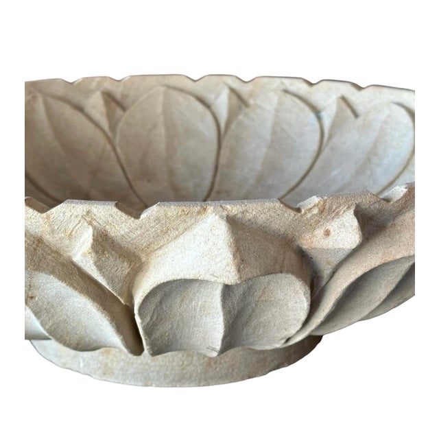 Rustic Handmade 19th Century Heavy Stone Italian Bowl With Petals For Sale - Image 3 of 4