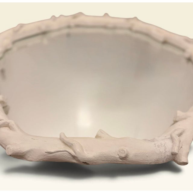 Sculptural White Faux Bois Twig & Branch Wall Mirror, 28” For Sale - Image 4 of 7