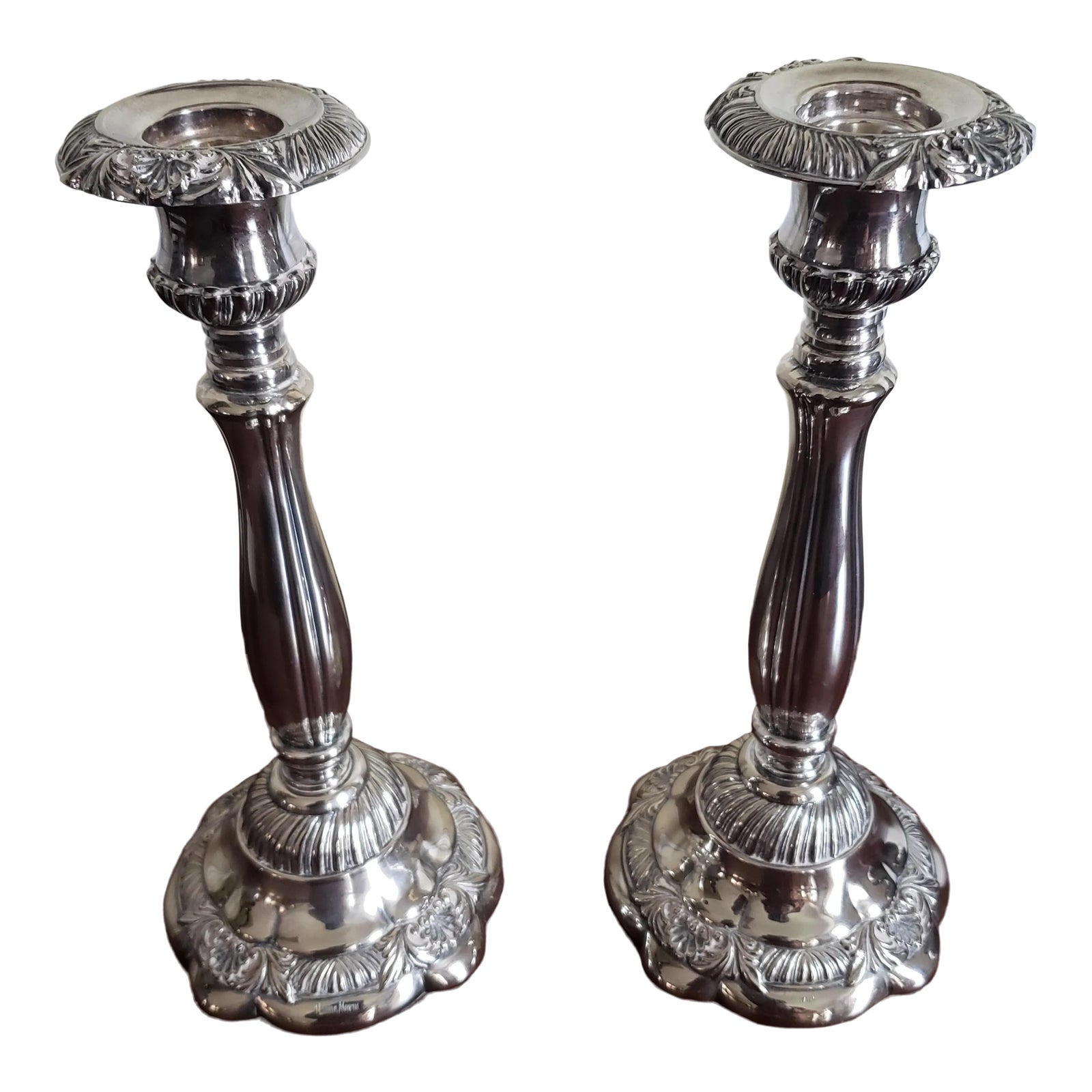 1960s Vintage Neiman Marcus Italian Sterling Silver Candle Holders a