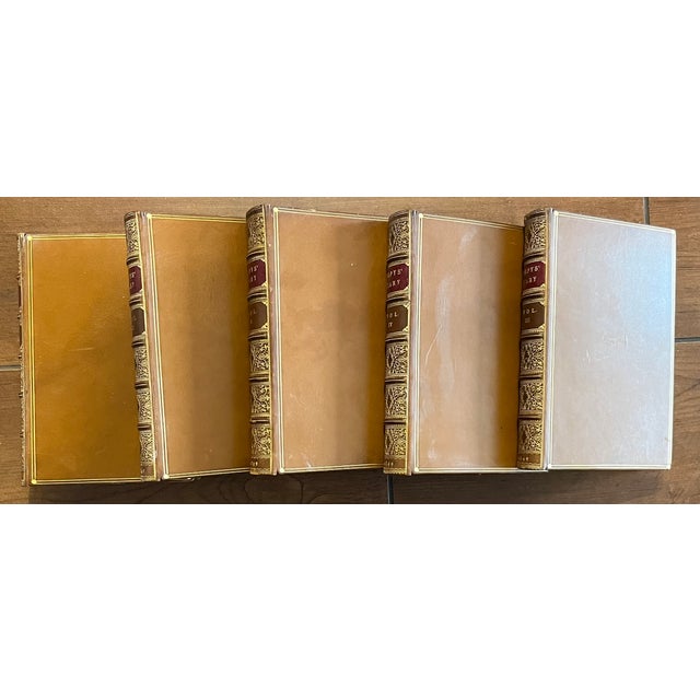 English Antique 19th Century Fine Leather Book Bindings - Diary of Samuel Pepys - 5 Volumes For Sale - Image 3 of 13