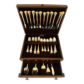 1980s Golden Resplendence by International Stainless 12-5 Piece Place Settings Flatware Set For Sale