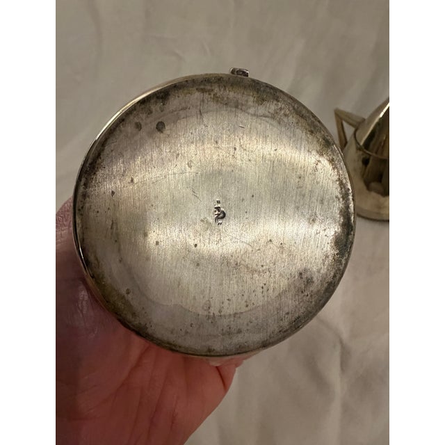 Mid 20th Century Art Deco Silver-Tone Metal Tea Set – Teapot, Sugar Pot & Milk Pot, 3-Piece For Sale - Image 10 of 10