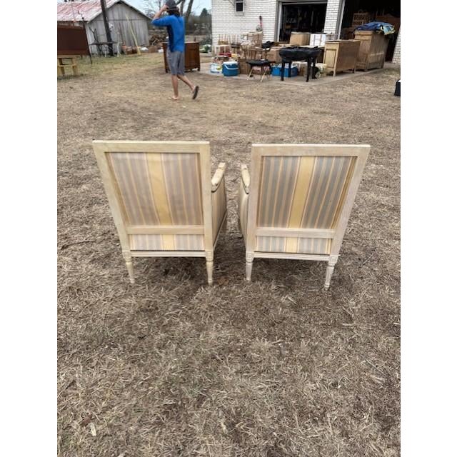 Large 19th Century Velvet French Louis XVI Bergere or Armchairs - A Pair For Sale - Image 10 of 15