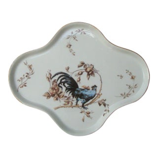French Limoges Quatrefoil Vanity Tray Rooster For Sale