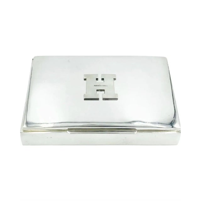 Mid 20th Century Mid 20th Century Vintage Hermes Paris H Silver Plated Rectangular Hinged Trinket Box For Sale - Image 5 of 12