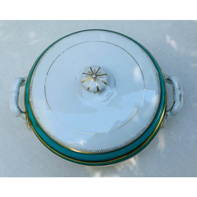 Pair of Mid 19th Century French Porcelain Tureens W/ Turquoise Trim For Sale - Image 17 of 18