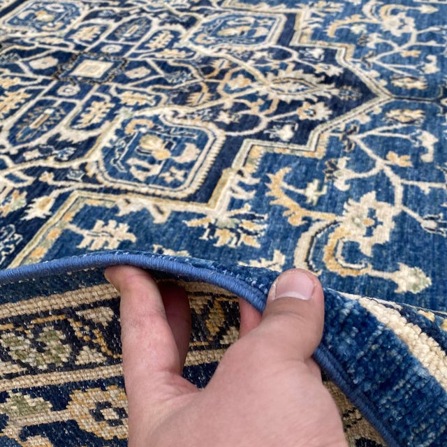 Fine Navy Blue Persian Tabriz Hand-Knotted Wool Rug - 8' X 9'10" For Sale - Image 12 of 16