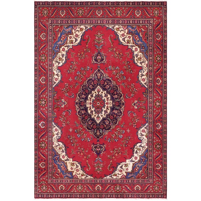 Persian Vintage Tabriz Red/Purple Wool Rug - 8'6'' X 12'10'' For Sale - Image 10 of 10