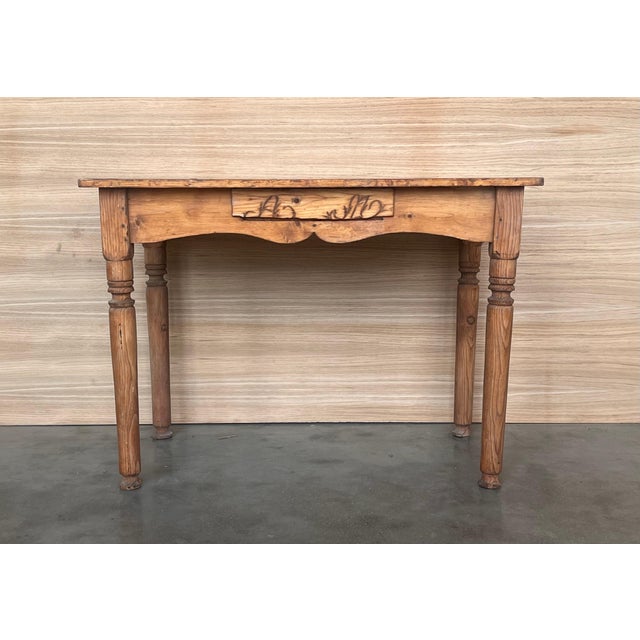 Early 20th Century Spanish Country Pine "Mobila " Sofa Table or Console table with Drawer For Sale - Image 17 of 18