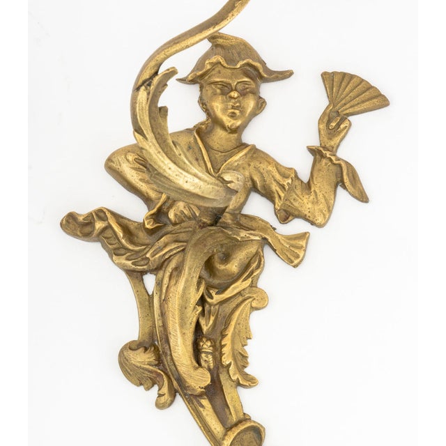 Louis XV Style Chinoiserie Brass Candle Sconces, 2 For Sale - Image 4 of 7