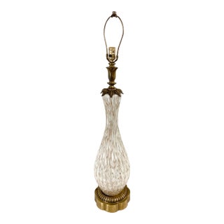 Large 1950s Murano Aventurine Fluted Glass Table Lamp For Sale