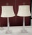 A Magnificent pair of Chelsea House Baccarat Style Crystal Glass Table Lamps with faux pearl mounted on cream color silk...