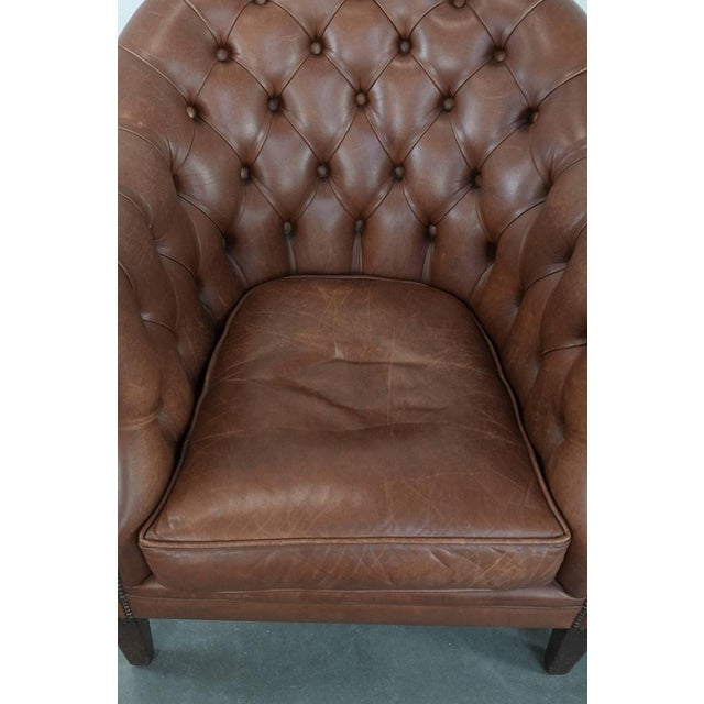 1990s Chesterfield Club Chairs in Cowhide Leather, Set of 2 For Sale - Image 5 of 18