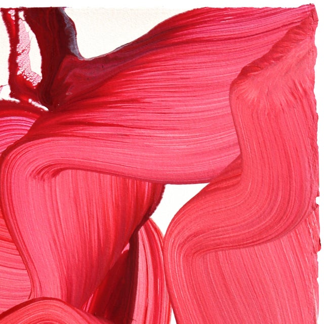 2020s Avp_1633 - Original Red Contemporary Abstract Acrylic Painting on Paper by Alex Voinea For Sale - Image 5 of 6