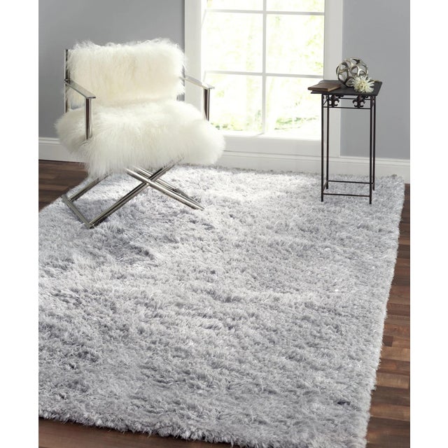 Pasargad Home Shaggy Silver Poly & Cotton Area Rug-10' 0" X 14' 0" For Sale - Image 4 of 4