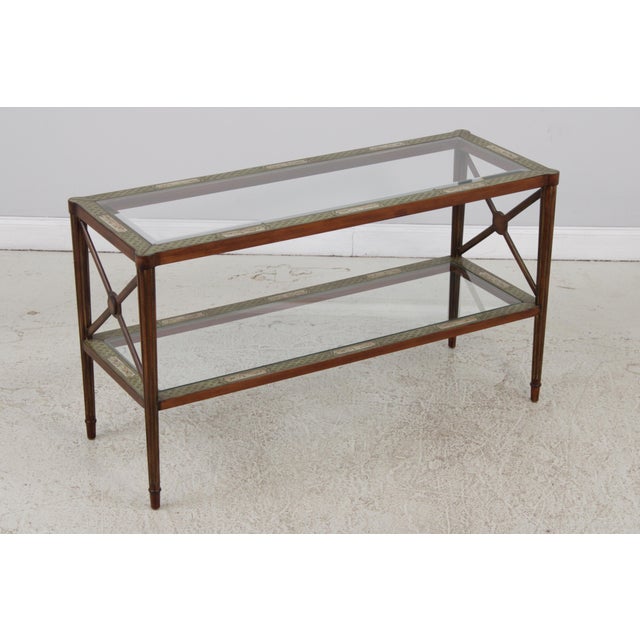 Traditional Paint Decorated Glass Top Console Sofa Table For Sale - Image 3 of 13