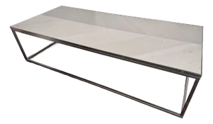 Extra Large Wrought Steel Escher Coffee Table in Brushed Steel With Diagonal Pattern by Hd Buttercup