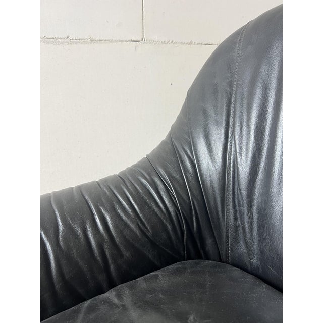 Italian Black Leather Lounge Chair, Italy, 1970s For Sale - Image 6 of 8