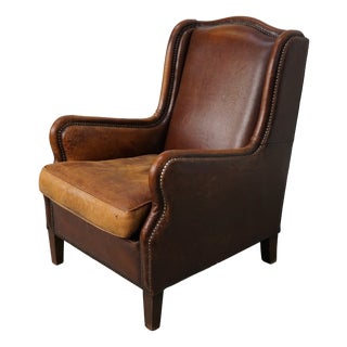Vintage Dutch Cognac Leather Club Chair, 1970s For Sale