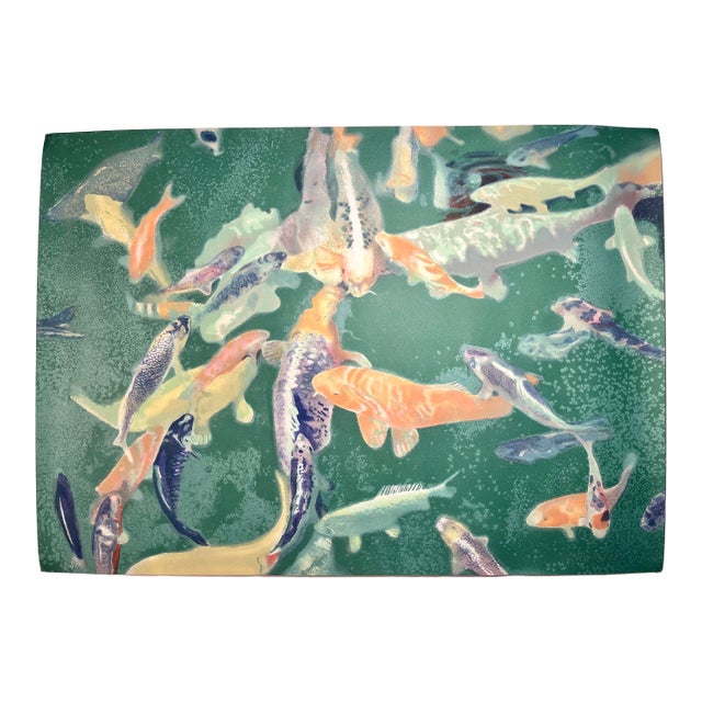 Rare! Limited Edition 11/200 Woodblock Print 'Koy Fish' by Martin Green (1920–1980) For Sale