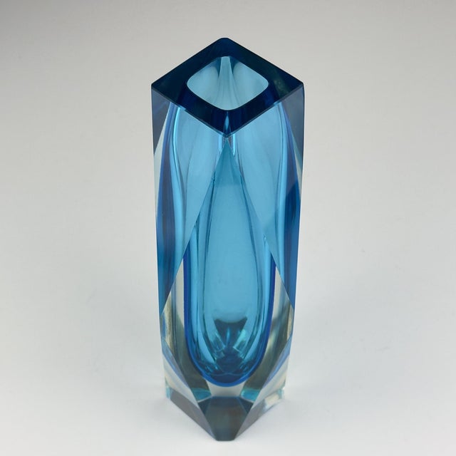 Sommerso Blue Murano Glass Vase, 1970s For Sale - Image 7 of 18