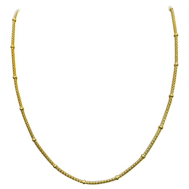 Vintage 18 Karat Yellow Gold 5.4 Gm Ball Station chain Necklace, Italian 15.5" 1.6 MM wide 15.5 Inches long Necklace...